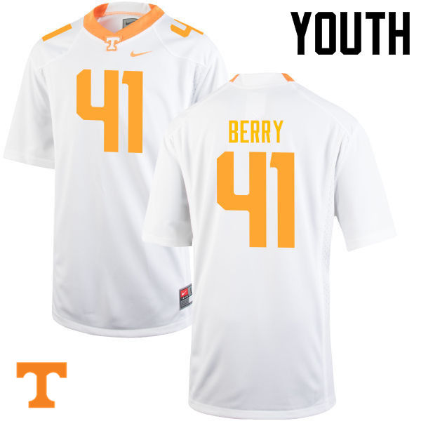 Youth #41 Elliott Berry Tennessee Volunteers College Football Jerseys-White